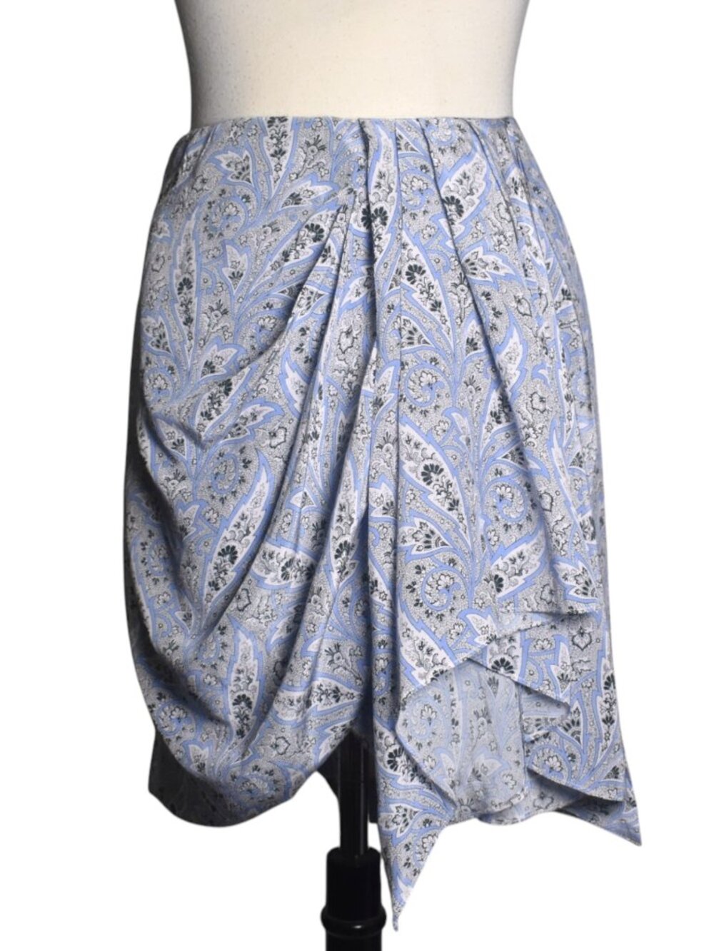 Isabel Marant Ixori Silk Paisley Draped Skirt Mini FR 42 US 10